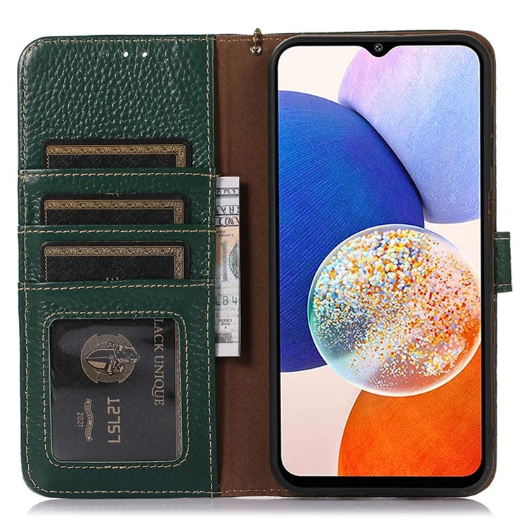 For Samsung Galaxy S24 Case Litchi Texture RFID Blocking Wallet Phone Cover