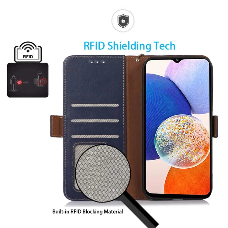 For Samsung Galaxy S24 Case RFID Blocking Magnetic Clasp Wallet Phone Cover