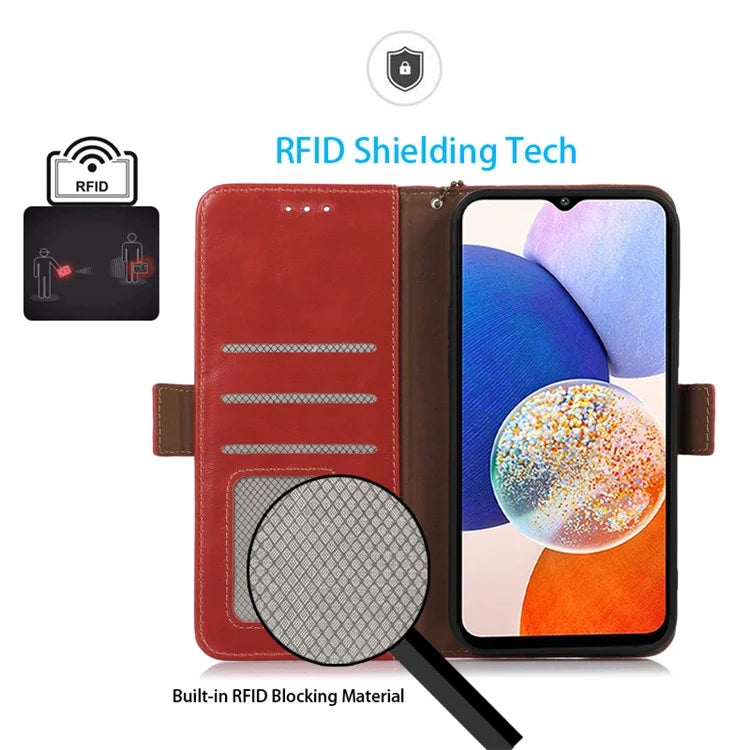 For Samsung Galaxy S24 Case RFID Blocking Magnetic Clasp Wallet Phone Cover