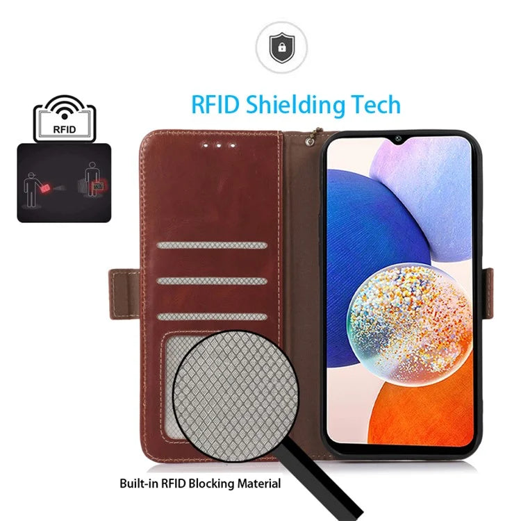For Samsung Galaxy S24 Case RFID Blocking Magnetic Clasp Wallet Phone Cover