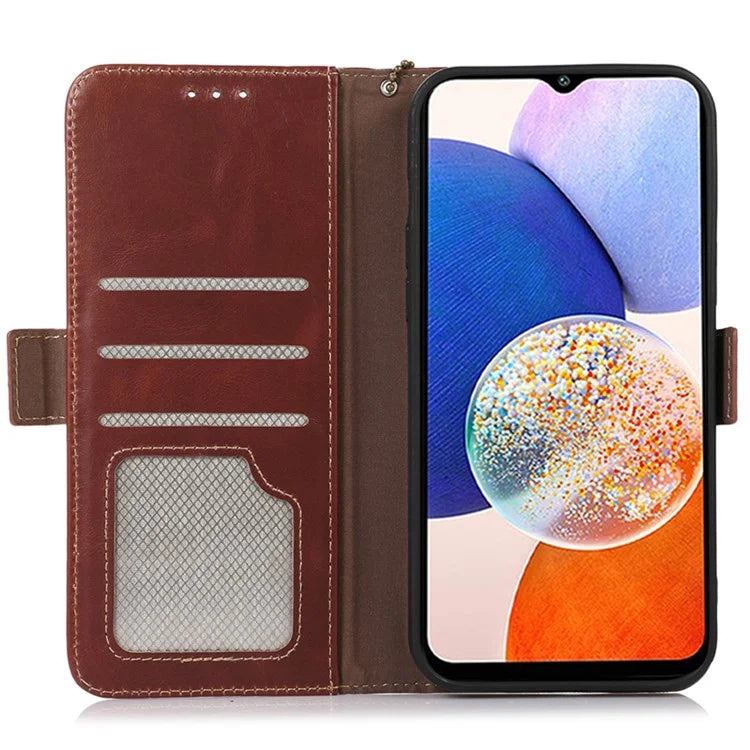 For Samsung Galaxy S24+ Case Genuine Cow Leather RFID Blocking Wallet Cover