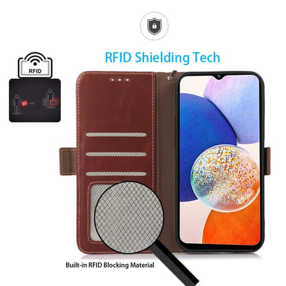 For Samsung Galaxy S24+ Case Genuine Cow Leather RFID Blocking Wallet Cover
