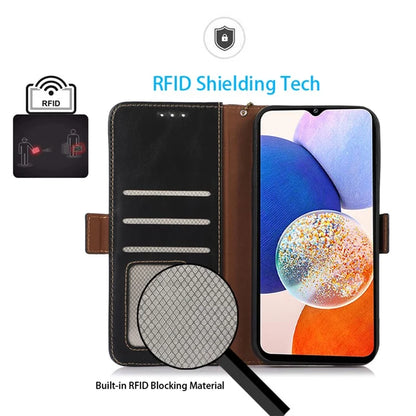 For Samsung Galaxy S24+ Case Genuine Cow Leather RFID Blocking Wallet Cover