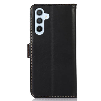 For Samsung Galaxy S24+ Case Genuine Cow Leather RFID Blocking Wallet Cover