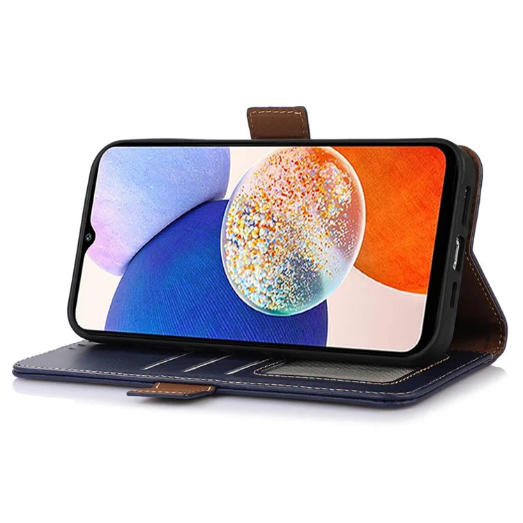 For Samsung Galaxy S24+ Case Genuine Cow Leather RFID Blocking Wallet Cover