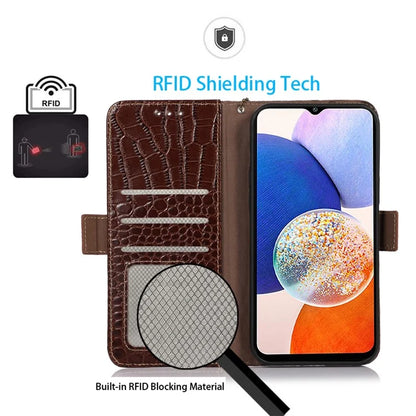 For Samsung Galaxy S24+ Case RFID Blocking Stand Genuine Cow Leather Cover