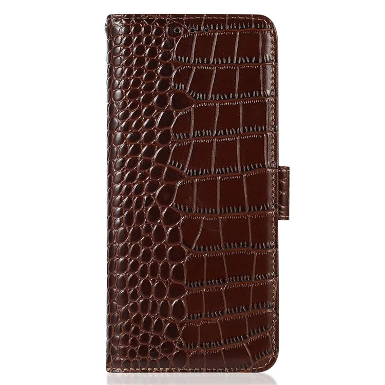 For Samsung Galaxy S24+ Case RFID Blocking Stand Genuine Cow Leather Cover