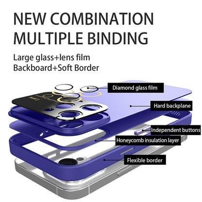 Anti-Drop Phone Case for iPhone 14 Pro Max Case PC+TPU Phone Cover with Glass Lens Film