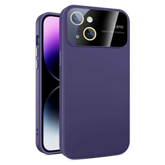 For iPhone 14 Plus Case Shockproof PC+TPU Phone Cover with Glass Lens Film