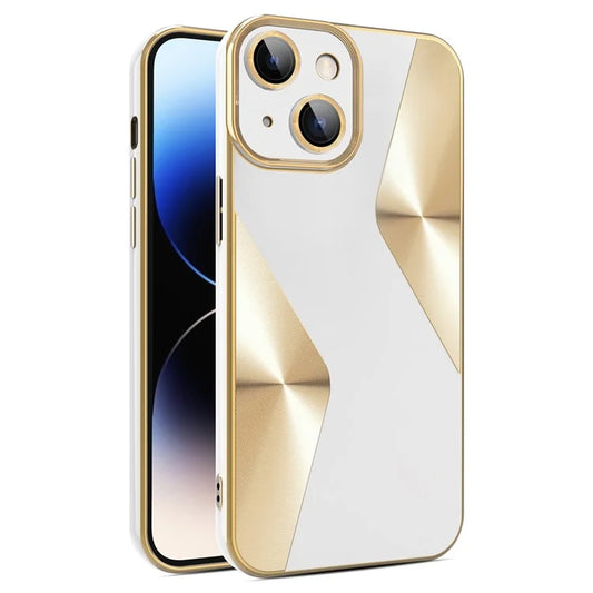 For iPhone 14 TPU Case CD Veins Texture Phone Cover with Glass Lens Film