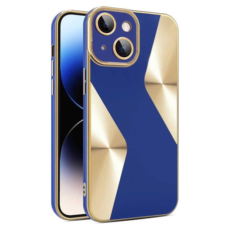 For iPhone 14 TPU Case CD Veins Texture Phone Cover with Glass Lens Film
