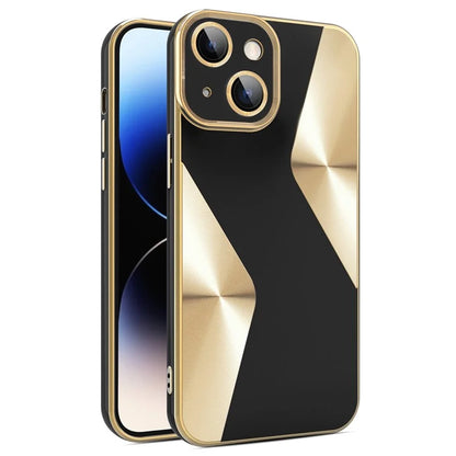 For iPhone 14 TPU Case CD Veins Texture Phone Cover with Glass Lens Film
