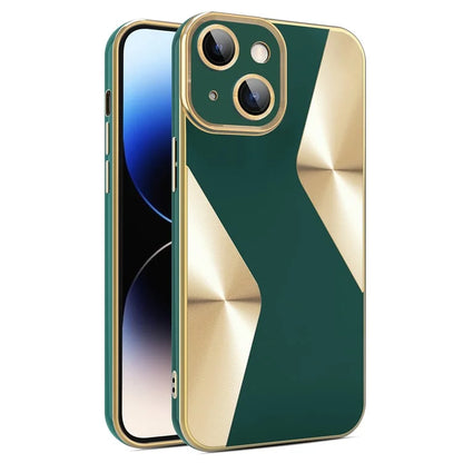 For iPhone 14 TPU Case CD Veins Texture Phone Cover with Glass Lens Film