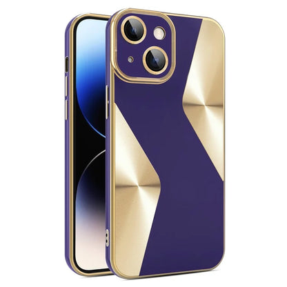 For iPhone 14 TPU Case CD Veins Texture Phone Cover with Glass Lens Film