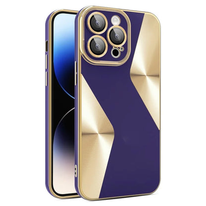 For iPhone 14 Pro Case CD Veins Texture TPU Phone Shell with Glass Lens Film