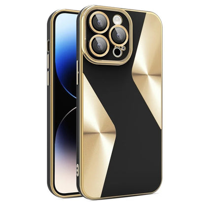 For iPhone 14 Pro Case CD Veins Texture TPU Phone Shell with Glass Lens Film