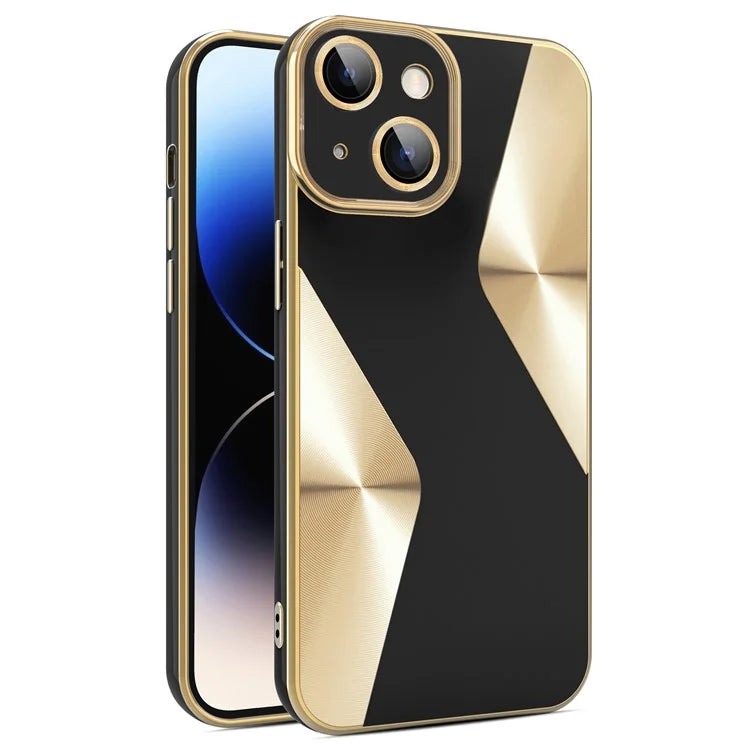 CD Veins Texture TPU Cover for iPhone 14 Plus Case Glass Lens Film TPU Phone Shell