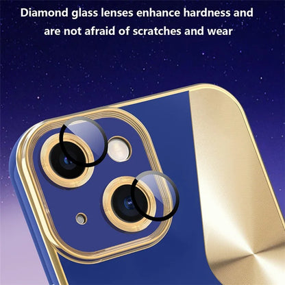 CD Veins Texture TPU Cover for iPhone 14 Plus Case Glass Lens Film TPU Phone Shell