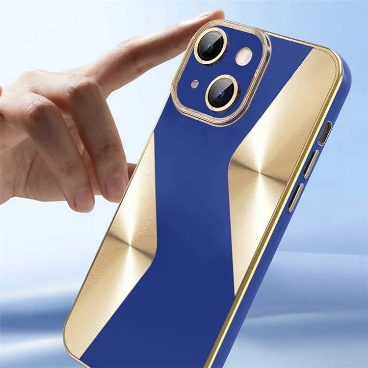 CD Veins Texture TPU Cover for iPhone 14 Plus Case Glass Lens Film TPU Phone Shell