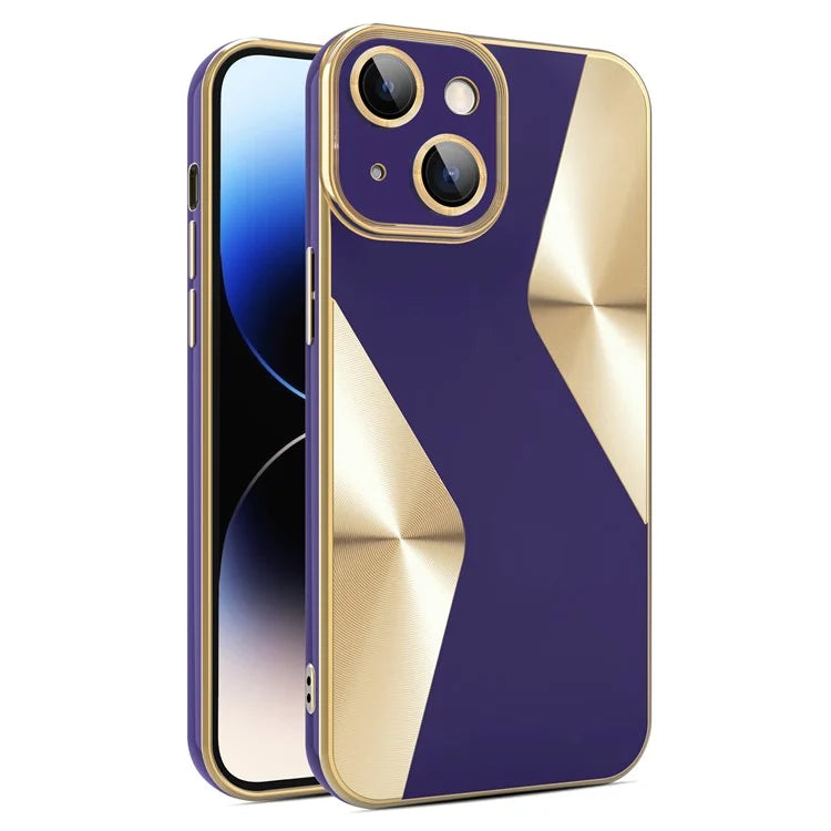 CD Veins Texture TPU Cover for iPhone 14 Plus Case Glass Lens Film TPU Phone Shell