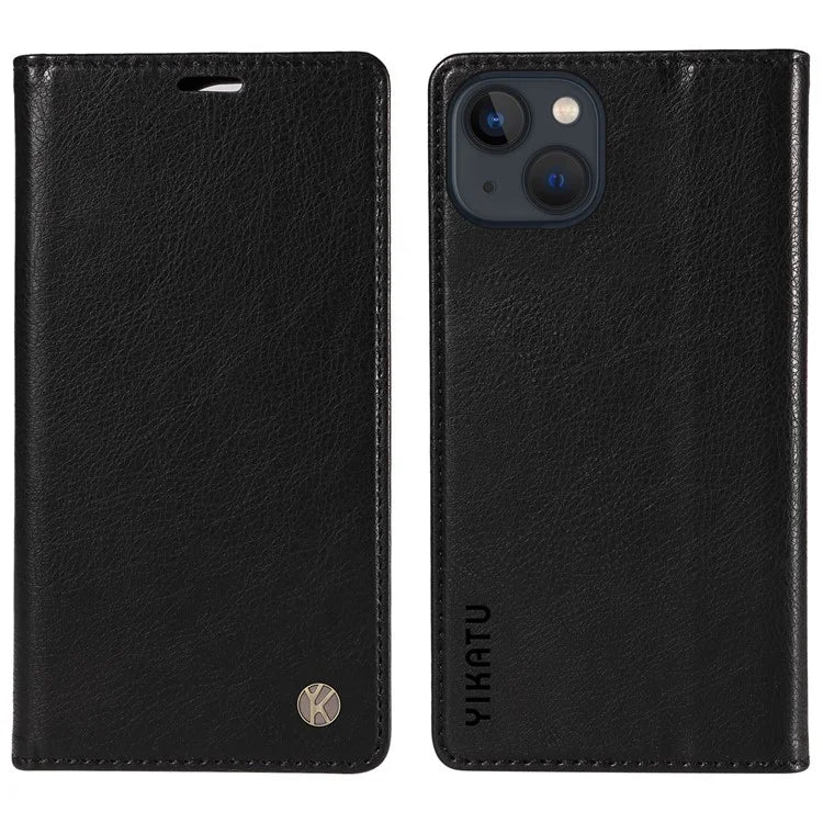 YIKATU YK-006 For iPhone 14 Case Leather Wallet Magnetic Closing Phone Protective Shell