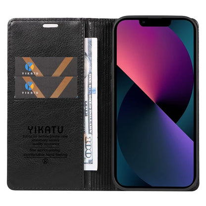 YIKATU YK-006 For iPhone 14 Case Leather Wallet Magnetic Closing Phone Protective Shell