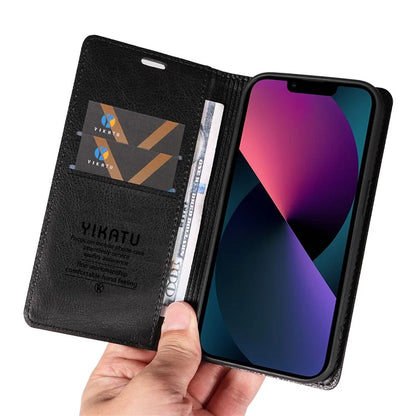 YIKATU YK-006 For iPhone 14 Case Leather Wallet Magnetic Closing Phone Protective Shell