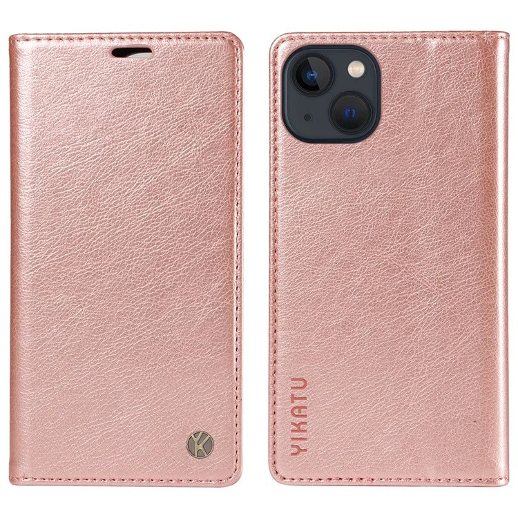YIKATU YK-006 For iPhone 14 Case Leather Wallet Magnetic Closing Phone Protective Shell