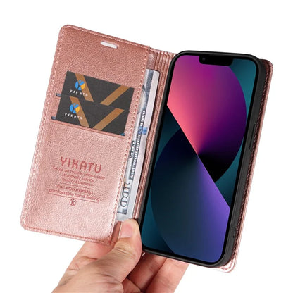 YIKATU YK-006 For iPhone 14 Case Leather Wallet Magnetic Closing Phone Protective Shell