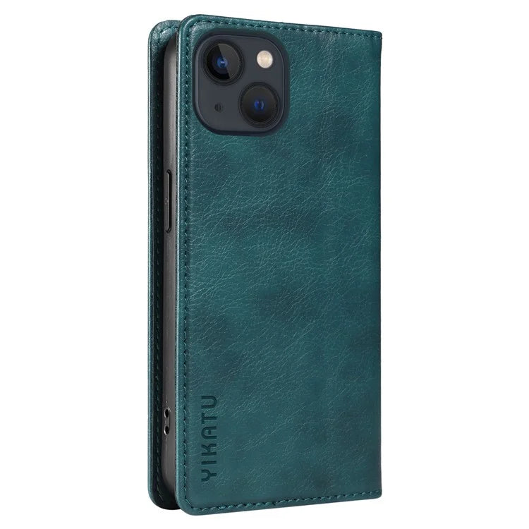 YIKATU YK-006 For iPhone 14 Case Leather Wallet Magnetic Closing Phone Protective Shell