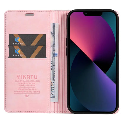 YIKATU YK-006 For iPhone 14 Case Leather Wallet Magnetic Closing Phone Protective Shell
