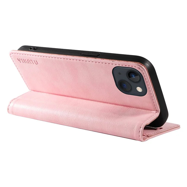 YIKATU YK-006 For iPhone 14 Case Leather Wallet Magnetic Closing Phone Protective Shell
