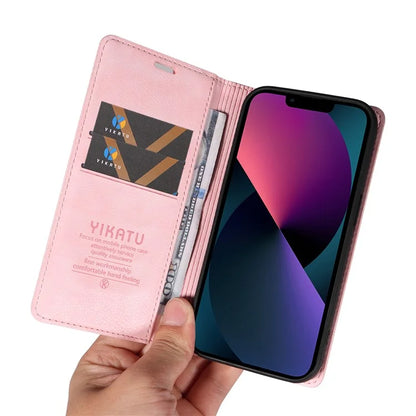 YIKATU YK-006 For iPhone 14 Case Leather Wallet Magnetic Closing Phone Protective Shell