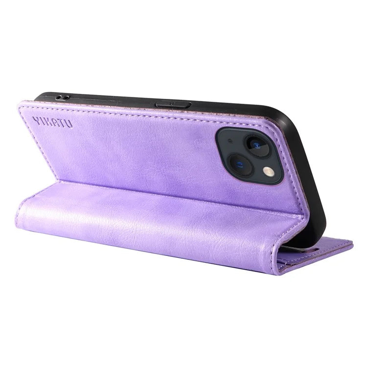 YIKATU YK-006 For iPhone 14 Case Leather Wallet Magnetic Closing Phone Protective Shell