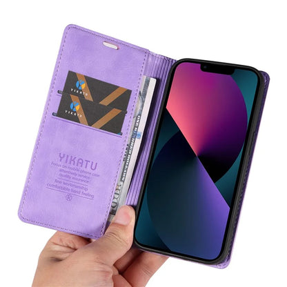 YIKATU YK-006 For iPhone 14 Case Leather Wallet Magnetic Closing Phone Protective Shell