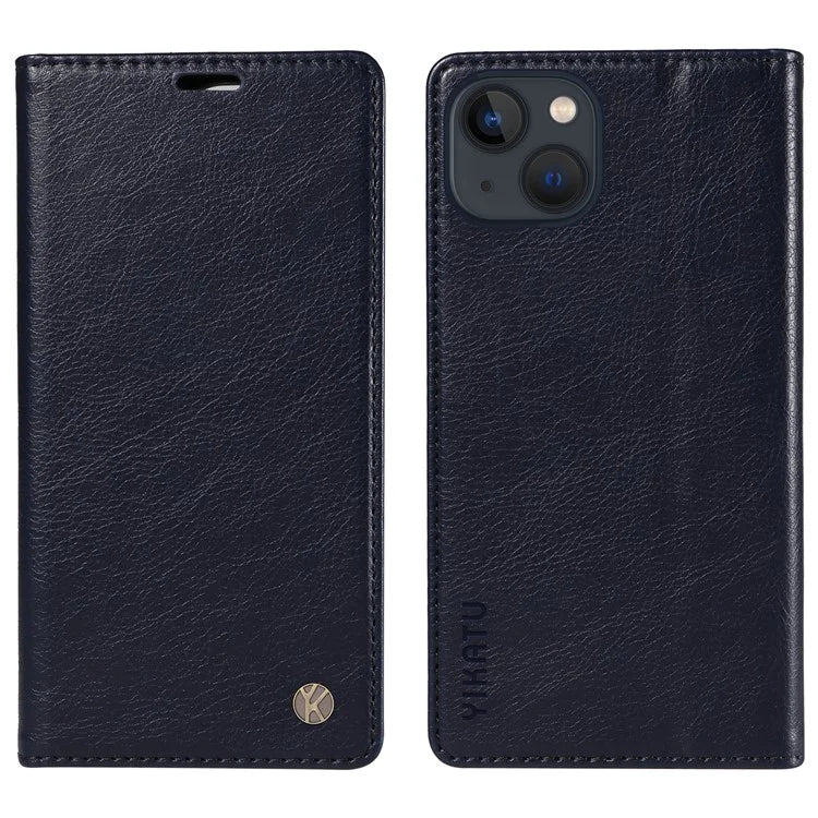 YIKATU YK-006 For iPhone 14 Case Leather Wallet Magnetic Closing Phone Protective Shell