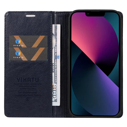 YIKATU YK-006 For iPhone 14 Case Leather Wallet Magnetic Closing Phone Protective Shell