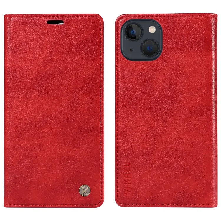 YIKATU YK-006 For iPhone 14 Case Leather Wallet Magnetic Closing Phone Protective Shell