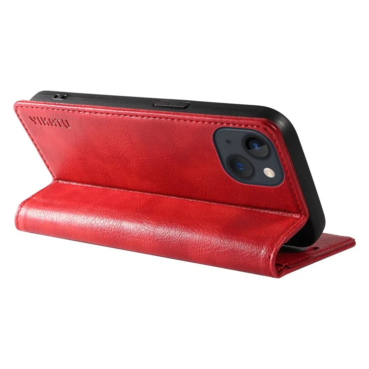 YIKATU YK-006 For iPhone 14 Case Leather Wallet Magnetic Closing Phone Protective Shell