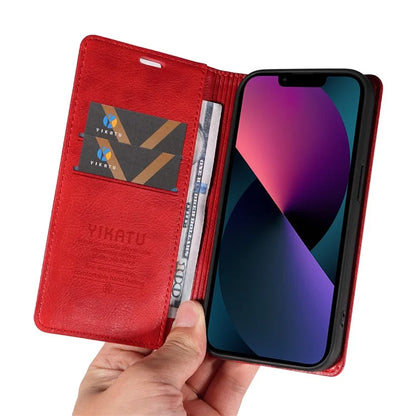 YIKATU YK-006 For iPhone 14 Case Leather Wallet Magnetic Closing Phone Protective Shell
