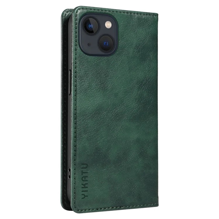 YIKATU YK-006 For iPhone 14 Case Leather Wallet Magnetic Closing Phone Protective Shell