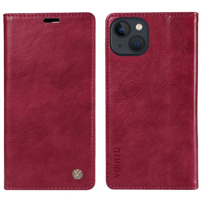 YIKATU YK-006 For iPhone 14 Case Leather Wallet Magnetic Closing Phone Protective Shell