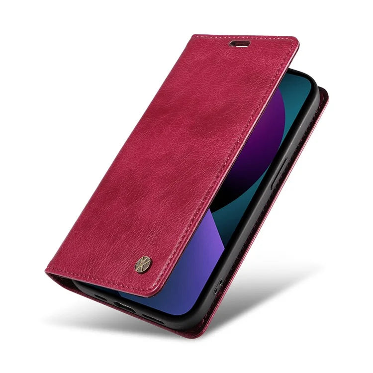 YIKATU YK-006 For iPhone 14 Case Leather Wallet Magnetic Closing Phone Protective Shell