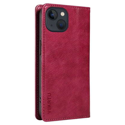 YIKATU YK-006 For iPhone 14 Case Leather Wallet Magnetic Closing Phone Protective Shell