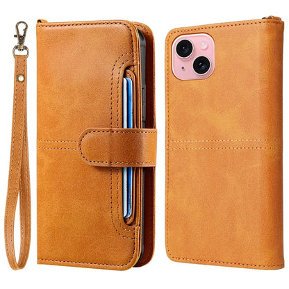 KT Leather Series-4 For iPhone 15 Leather Case 2-in-1 Detachable Phone Stand Wallet Cover