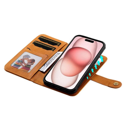 KT Leather Series-4 For iPhone 15 Leather Case 2-in-1 Detachable Phone Stand Wallet Cover