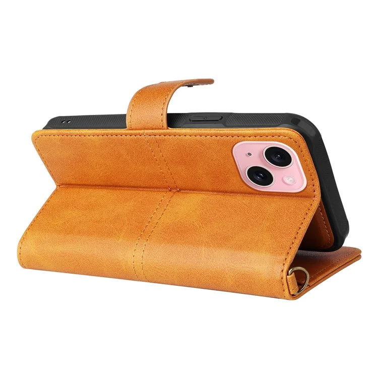 KT Leather Series-4 For iPhone 15 Leather Case 2-in-1 Detachable Phone Stand Wallet Cover