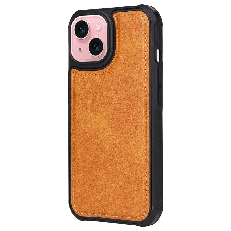 KT Leather Series-4 For iPhone 15 Leather Case 2-in-1 Detachable Phone Stand Wallet Cover