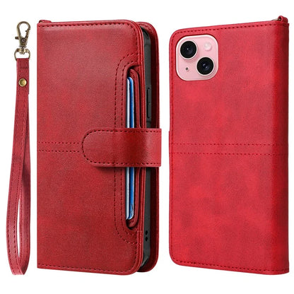 KT Leather Series-4 For iPhone 15 Leather Case 2-in-1 Detachable Phone Stand Wallet Cover