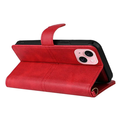KT Leather Series-4 For iPhone 15 Leather Case 2-in-1 Detachable Phone Stand Wallet Cover